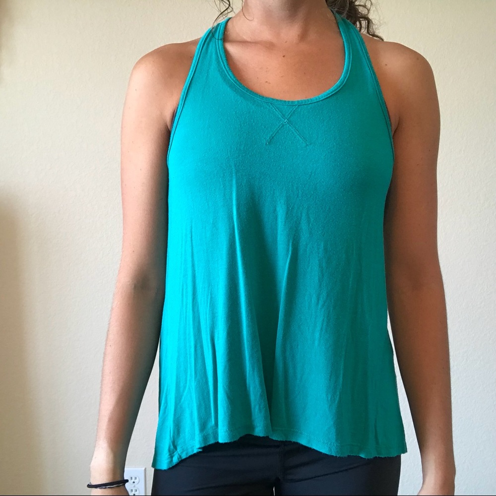 Teal cross back tank top